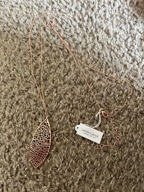 Park Lane Rose Gold Filigree Leaf Pendant Necklace